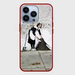 Чехол для iPhone 13 Pro Banksy - Бэнкси уборщица, цвет: 3D-красный