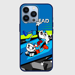 Чехол для iPhone 13 Pro 2 чашечки cuphead, цвет: 3D-тёмно-синий