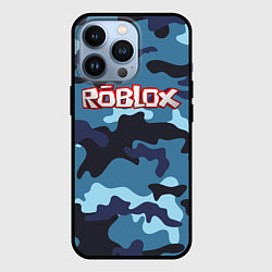 Чехол для iPhone 13 Pro Roblox Камуфляж Тёмный Синий, цвет: 3D-черный