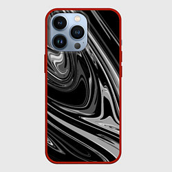 Чехол для iPhone 13 Pro Черно-белый мрамор, цвет: 3D-красный