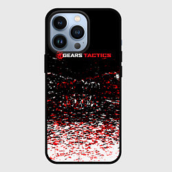 Чехол для iPhone 13 Pro Gears tactics белые красные брызги, цвет: 3D-черный
