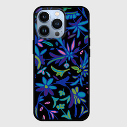 Чехол для iPhone 13 Pro Drawing of night flowers, цвет: 3D-черный