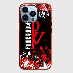 Чехол для iPhone 13 Pro Powerwolf брызги красок, цвет: 3D-красный