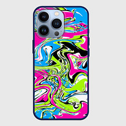 Чехол для iPhone 13 Pro Абстрактные мраморные разводы в ярких цветах Поп а, цвет: 3D-тёмно-синий