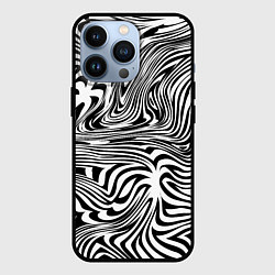 Чехол для iPhone 13 Pro Сумасшедшая зебра Абстрактный узор с извилистыми л, цвет: 3D-черный