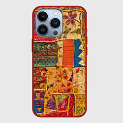 Чехол для iPhone 13 Pro Пэчворк Лоскутное одеяло Patchwork Quilt, цвет: 3D-красный