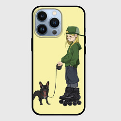 Чехол для iPhone 13 Pro Девочка и собака-улыбака, цвет: 3D-черный