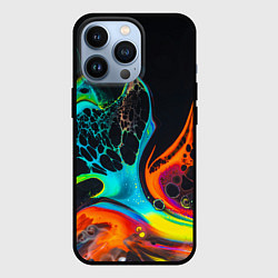 Чехол для iPhone 13 Pro Цветная лава краска, цвет: 3D-черный