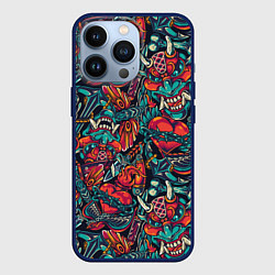Чехол для iPhone 13 Pro Japanese mask l Oni, цвет: 3D-тёмно-синий