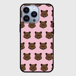 Чехол для iPhone 13 Pro Веселый медведь паттрен, цвет: 3D-черный
