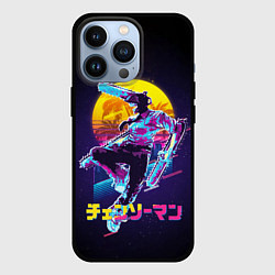 Чехол для iPhone 13 Pro CHAINSAW MAN on the background of the moon, цвет: 3D-черный