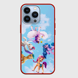 Чехол для iPhone 13 Pro My Little Pony летают в облаках, цвет: 3D-красный