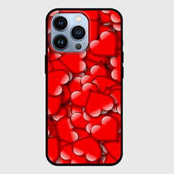 Чехол для iPhone 13 Pro LOVING HEARTS, цвет: 3D-черный