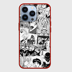 Чехол для iPhone 13 Pro Евангелион паттерн, цвет: 3D-красный