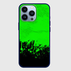 Чехол для iPhone 13 Pro САЛАТОВЫЕ НЕОНОВЫЕ БРЫЗГИ КРАСКИ, цвет: 3D-тёмно-синий
