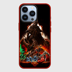 Чехол для iPhone 13 Pro BLOODBORNE Экспозиция боссов, цвет: 3D-красный