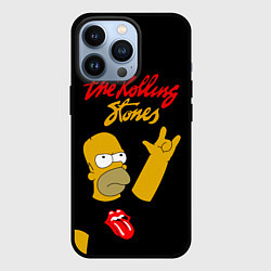 Чехол для iPhone 13 Pro Rolling Stones Гомер Симпсон рокер, цвет: 3D-черный