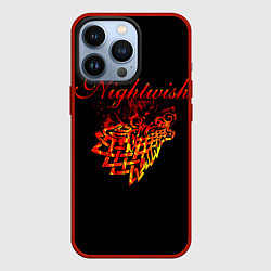 Чехол для iPhone 13 Pro Nightwish кельтский волк с горящей головой, цвет: 3D-красный