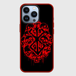 Чехол для iPhone 13 Pro КЛЕЙМО ЖЕРТВЫ С ЧЕРЕПАМИ БЕРСЕРК, цвет: 3D-красный