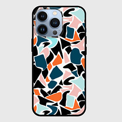 Чехол для iPhone 13 Pro Абстрактный современный разноцветный узор в оранже, цвет: 3D-черный