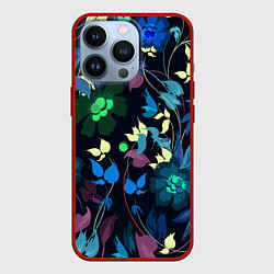 Чехол для iPhone 13 Pro Color summer night Floral pattern, цвет: 3D-красный