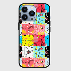 Чехол для iPhone 13 Pro COLORED GEOMETRIC SHAPES, цвет: 3D-черный