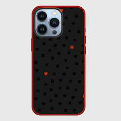 Чехол для iPhone 13 Pro Love Death and Robots black pattern, цвет: 3D-красный