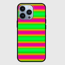 Чехол для iPhone 13 Pro Зелено-малиновые мягкие размытые полосы, цвет: 3D-черный