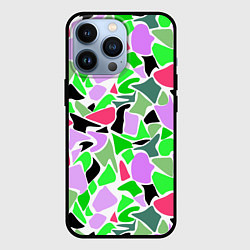 Чехол для iPhone 13 Pro Abstract pattern green pink spots, цвет: 3D-черный