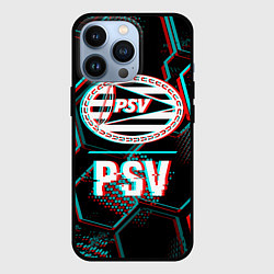 Чехол для iPhone 13 Pro PSV FC в стиле Glitch на темном фоне, цвет: 3D-черный