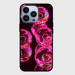 Чехол для iPhone 13 Pro Неоновые сюрреалистичные пузыри - Розовый, цвет: 3D-черный