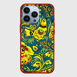 Чехол для iPhone 13 Pro Хохломская Роспись Две Птицы, цвет: 3D-красный