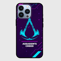 Чехол для iPhone 13 Pro Символ Assassins Creed в неоновых цветах на темном, цвет: 3D-черный