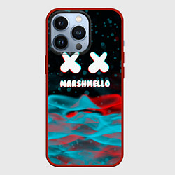 Чехол для iPhone 13 Pro Marshmello logo крапинки, цвет: 3D-красный