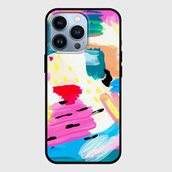 Чехол для iPhone 13 Pro Всплески красок Лето, цвет: 3D-черный