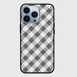 Чехол для iPhone 13 Pro Бело-серый клетчатый узор tartan, цвет: 3D-черный