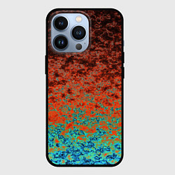 Чехол для iPhone 13 Pro Turquoise brown abstract marble pattern, цвет: 3D-черный