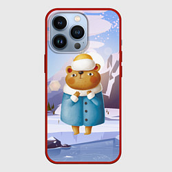 Чехол для iPhone 13 Pro Медведица в шубке, цвет: 3D-красный