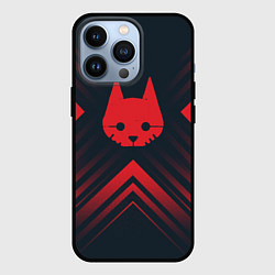 Чехол для iPhone 13 Pro Красный Символ Stray на темном фоне со стрелками, цвет: 3D-черный