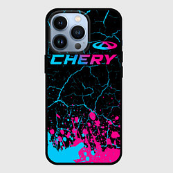 Чехол для iPhone 13 Pro Chery - neon gradient: символ сверху, цвет: 3D-черный