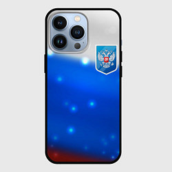 Чехол для iPhone 13 Pro Герб России Blue, цвет: 3D-черный