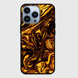 Чехол для iPhone 13 Pro Жидкое золото текстура, цвет: 3D-черный