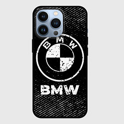 Чехол для iPhone 13 Pro BMW с потертостями на темном фоне, цвет: 3D-черный