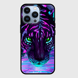 Чехол для iPhone 13 Pro Светящийся неоновый тигр, цвет: 3D-черный