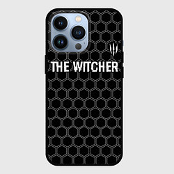 Чехол iPhone 13 Pro The Witcher glitch на темном фоне: символ сверху