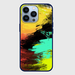 Чехол для iPhone 13 Pro Яркий красочный гранж, цвет: 3D-тёмно-синий