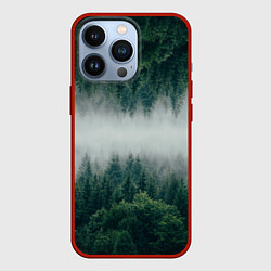 Чехол для iPhone 13 Pro ЗЕРКАЛЬНЫЙ ТУМАННЫЙ ЛЕС, цвет: 3D-красный