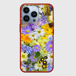 Чехол для iPhone 13 Pro Цветочная летняя поляна, цвет: 3D-красный