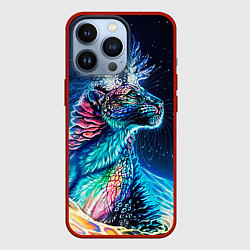 Чехол для iPhone 13 Pro Неоновый сказочный леопард, цвет: 3D-красный