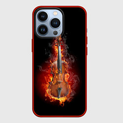 Чехол для iPhone 13 Pro Скрипка в огне, цвет: 3D-красный